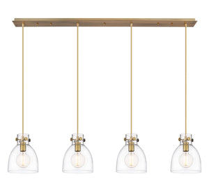 Innovations - 124-410-1PS-BB-G412-8CL - Four Light Linear Pendant - Downtown Urban - Brushed Brass