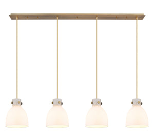 Innovations - 124-410-1PS-BB-G412-8WH - Three Light Linear Pendant - Downtown Urban - Brushed Brass