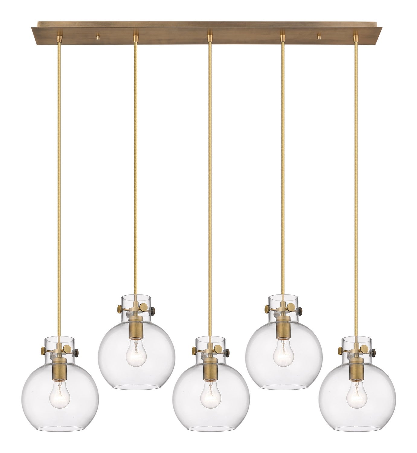 Innovations - 125-410-1PS-BB-G410-8CL - Five Light Linear Pendant - Downtown Urban - Brushed Brass