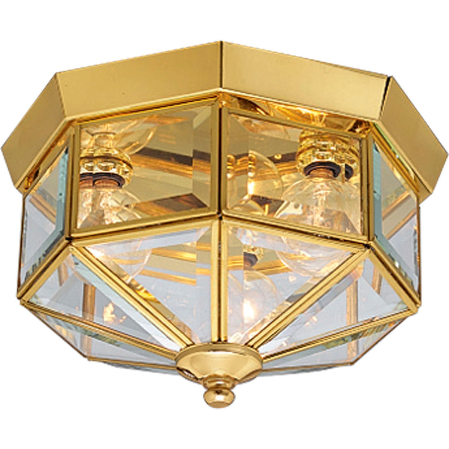 Progress Lighting - P5788-10 - Three Light Flush Mount - Beveled Glass - Polished Brass