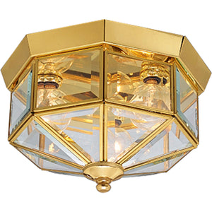 Progress Lighting - P5788-10 - Three Light Flush Mount - Beveled Glass - Polished Brass