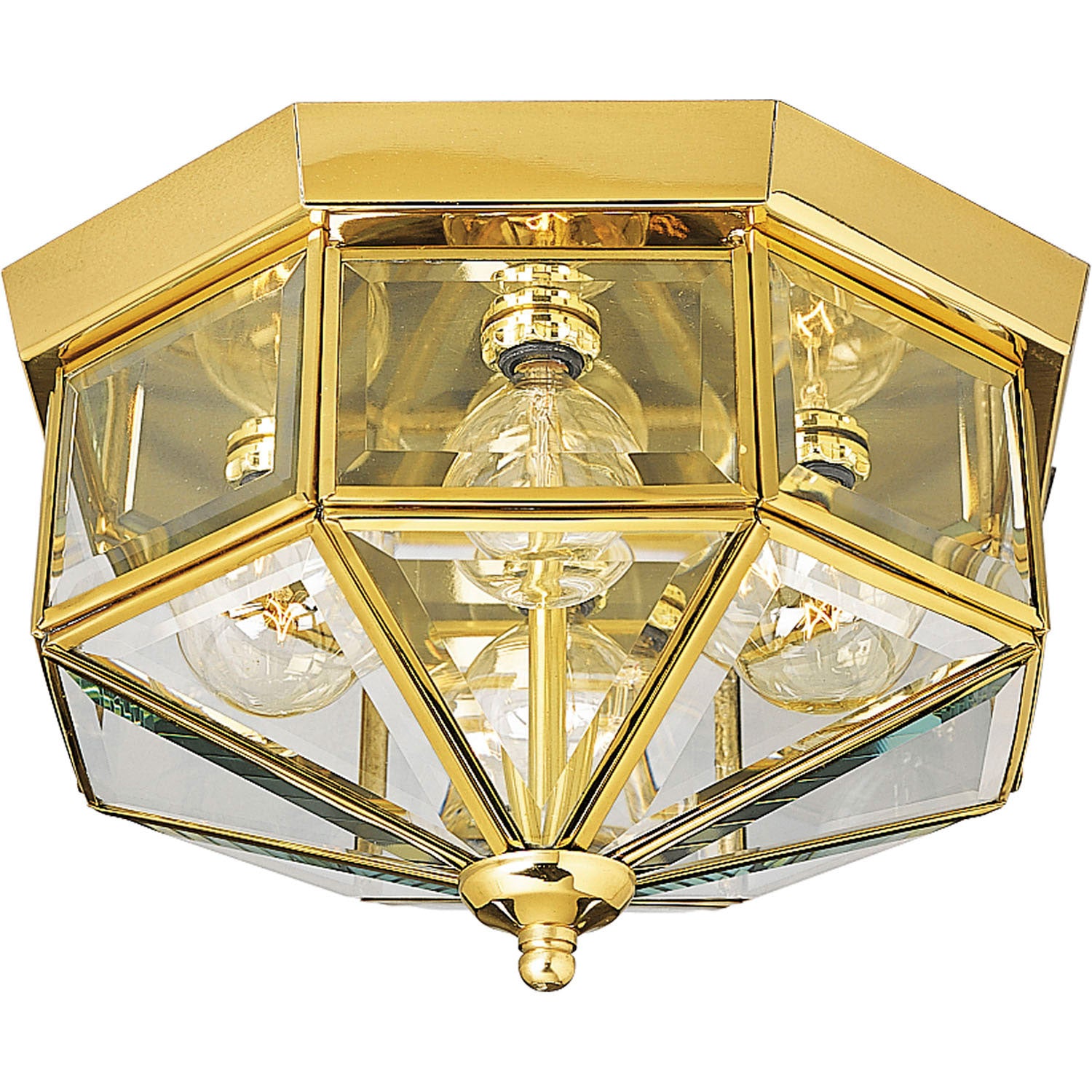 Progress Lighting - P5789-10 - Four Light Flush Mount - Beveled Glass - Polished Brass