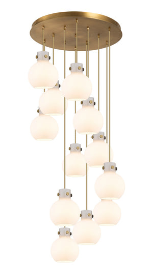 Innovations - 126-410-1PS-BB-G410-8WH - 12 Light Pendant - Newton - Brushed Brass