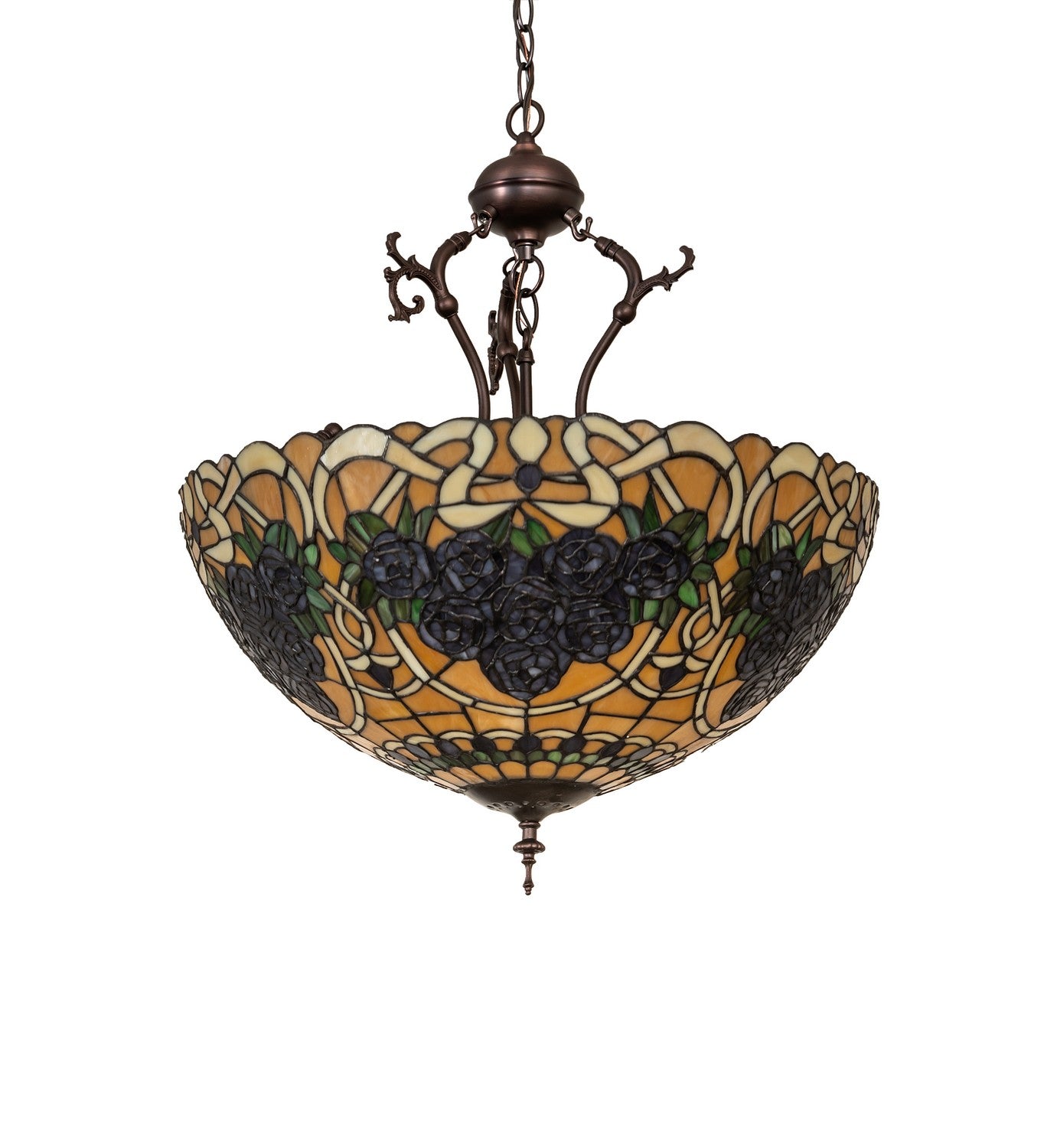 Meyda Tiffany - 268655 - Three Light Pendant - Rose Bouquet - Mahogany Bronze