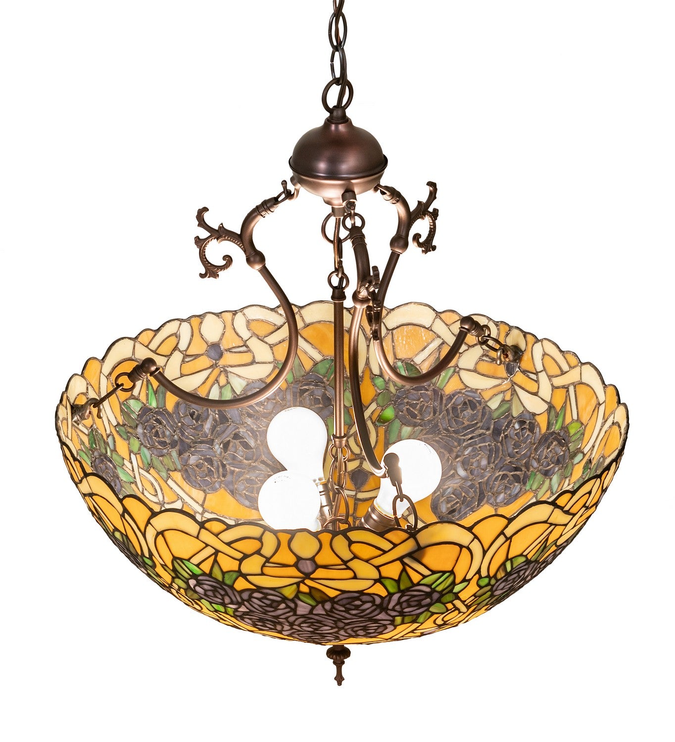 Meyda Tiffany - 268655 - Three Light Pendant - Rose Bouquet - Mahogany Bronze