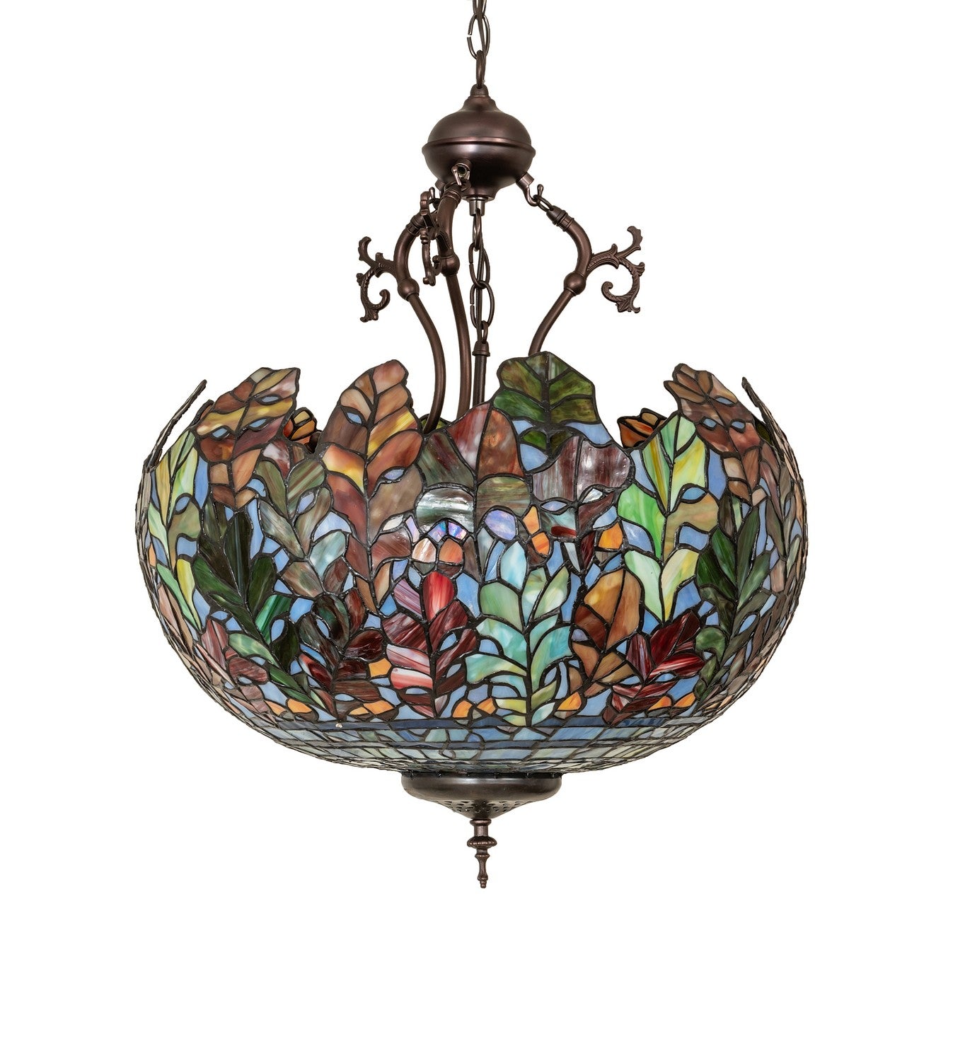 Meyda Tiffany - 268656 - Three Light Pendant - Leaf - Mahogany Bronze