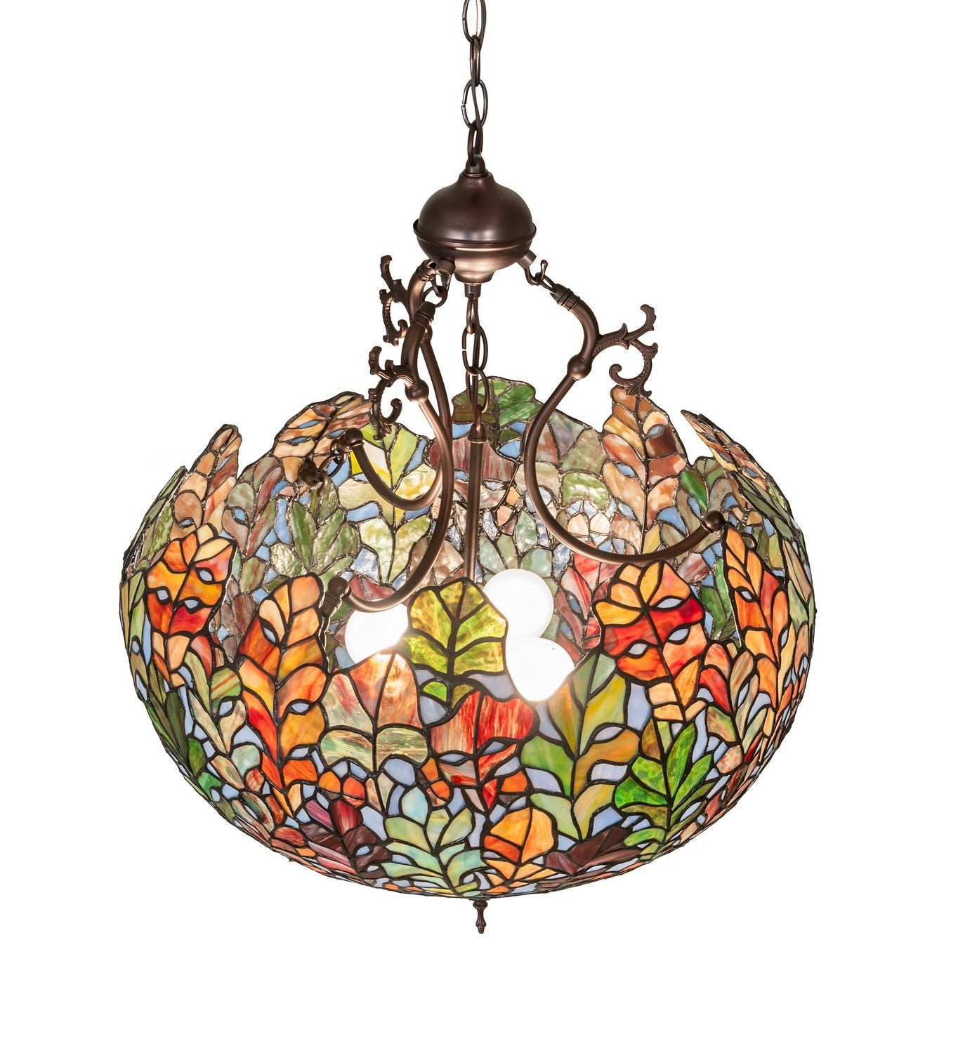 Meyda Tiffany - 268656 - Three Light Pendant - Leaf - Mahogany Bronze