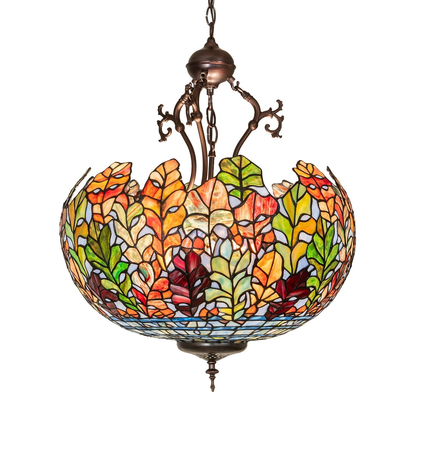 Meyda Tiffany - 268656 - Three Light Pendant - Leaf - Mahogany Bronze