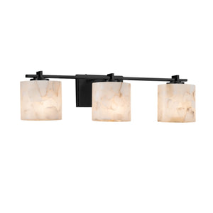 Justice Designs - ALR-8443-30-MBLK - Three Light Bath Bar - Alabaster Rocks - Matte Black