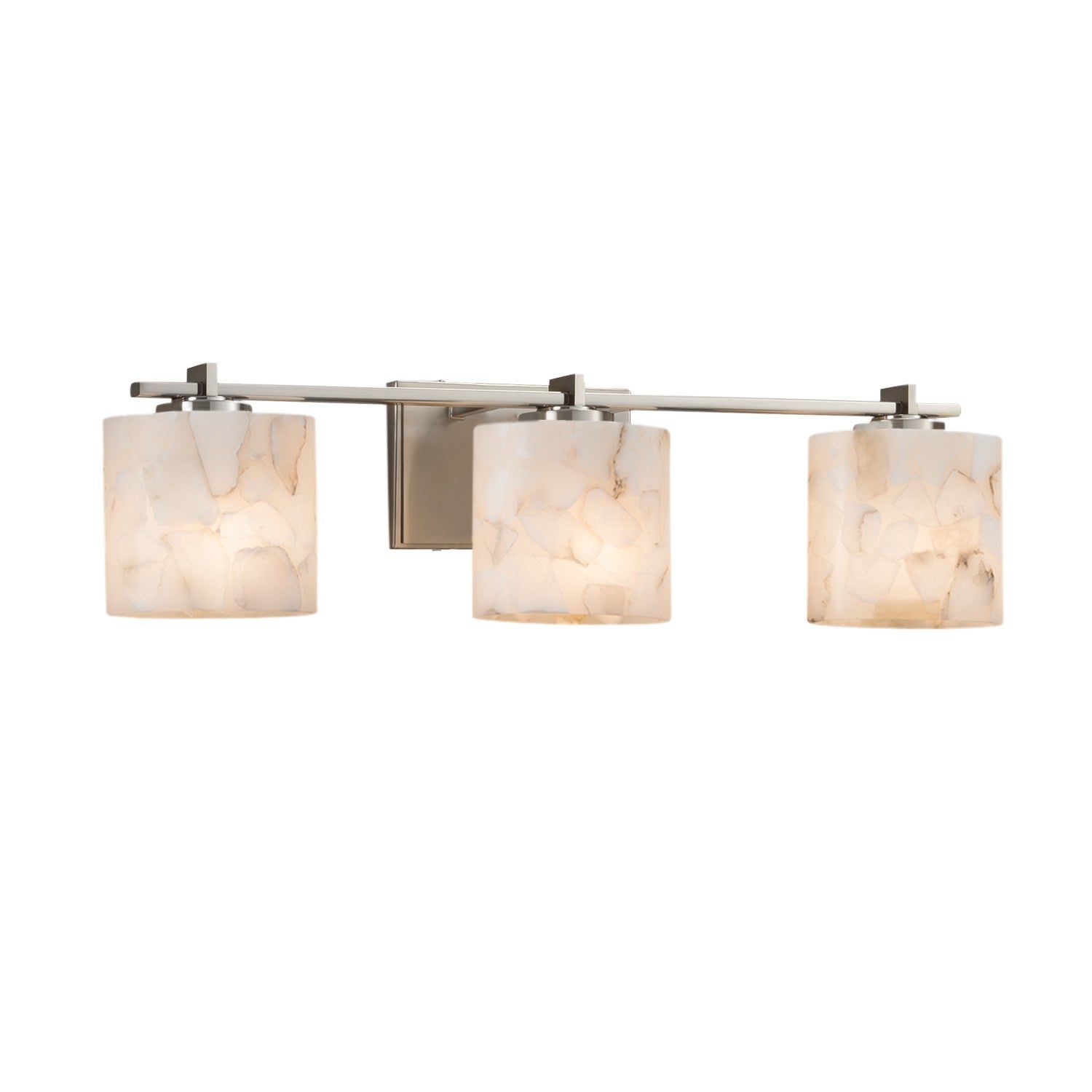 Justice Designs - ALR-8443-30-NCKL - Three Light Bath Bar - Alabaster Rocks - Brushed Nickel