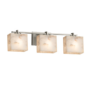 Justice Designs - ALR-8443-55-NCKL - Three Light Bath Bar - Alabaster Rocks - Brushed Nickel