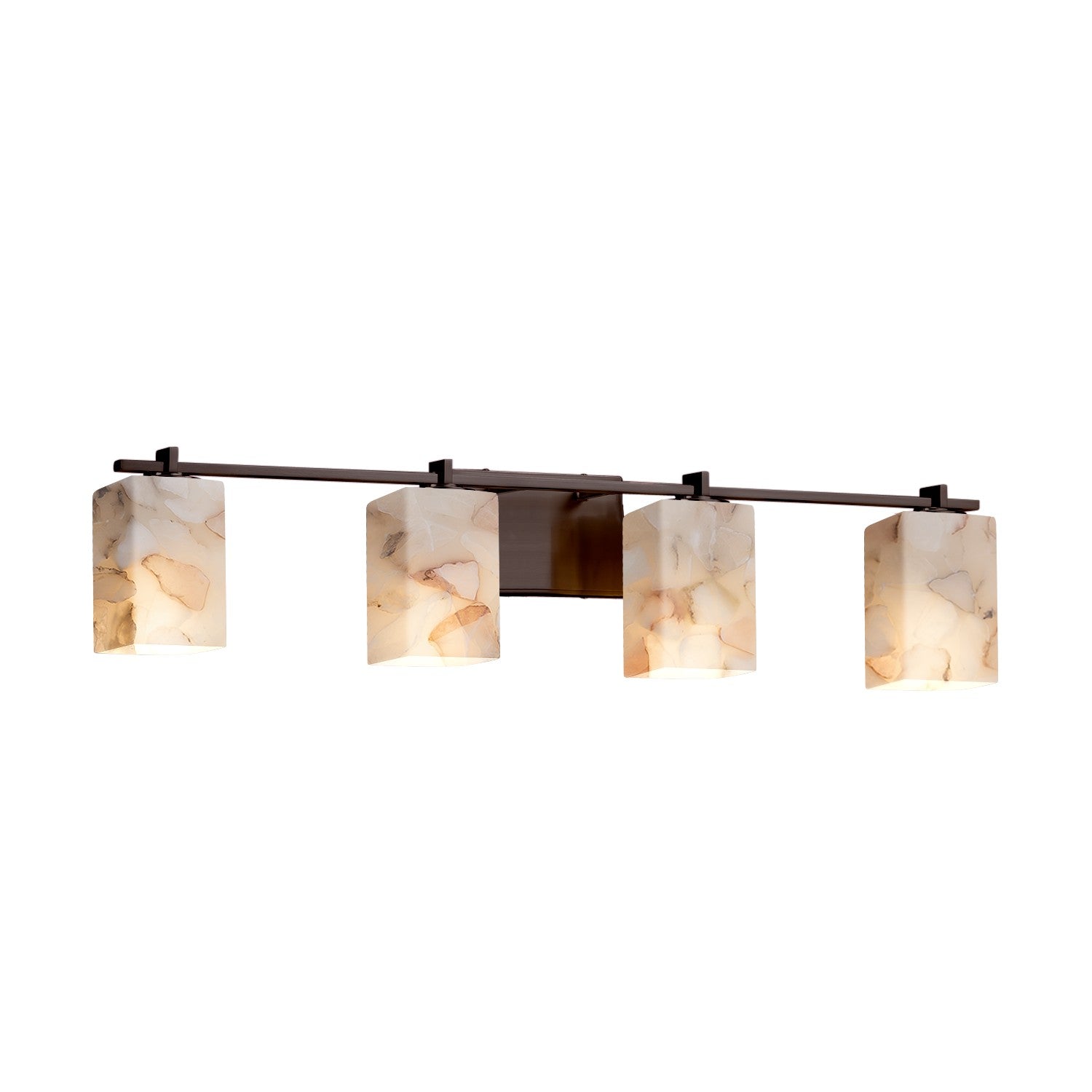 Justice Designs - ALR-8444-15-DBRZ - Four Light Bath Bar - Alabaster Rocks - Dark Bronze