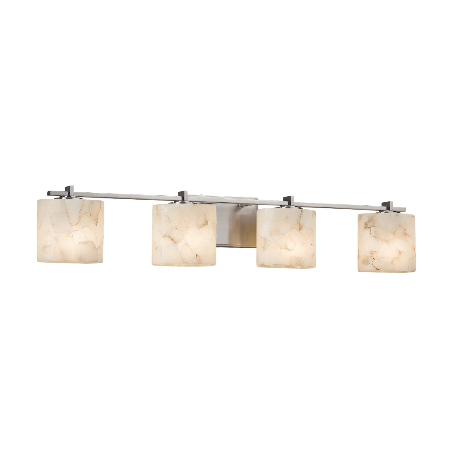 Justice Designs - ALR-8444-30-NCKL - Four Light Bath Bar - Alabaster Rocks - Brushed Nickel