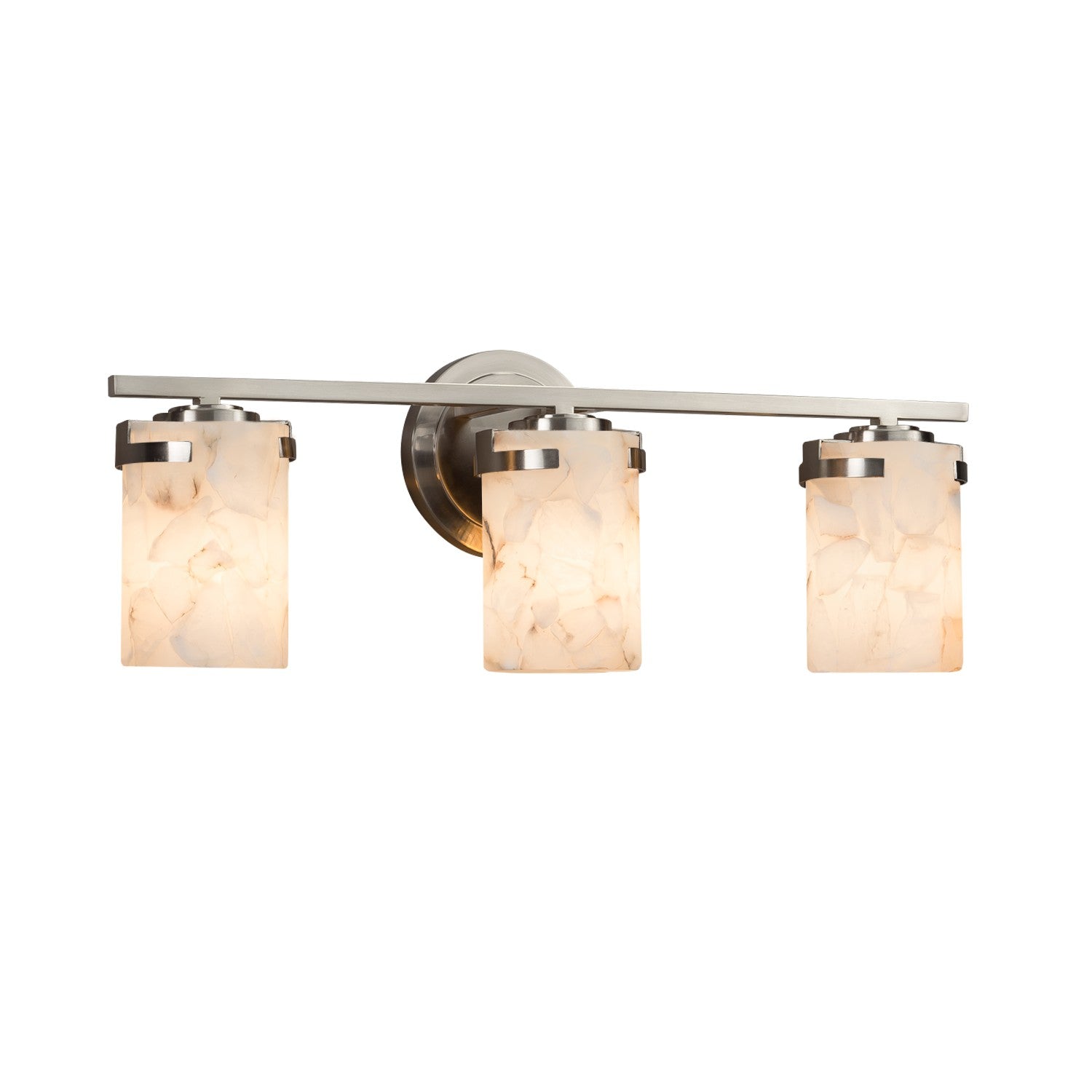 Justice Designs - ALR-8453-10-NCKL - Three Light Bath Bar - Alabaster Rocks - Brushed Nickel