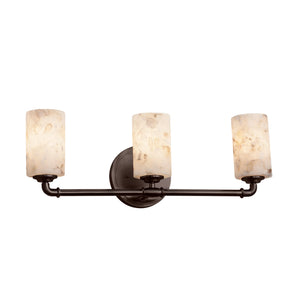 Justice Designs - ALR-8463-10-DBRZ - Three Light Bath Bar - Alabaster Rocks - Dark Bronze