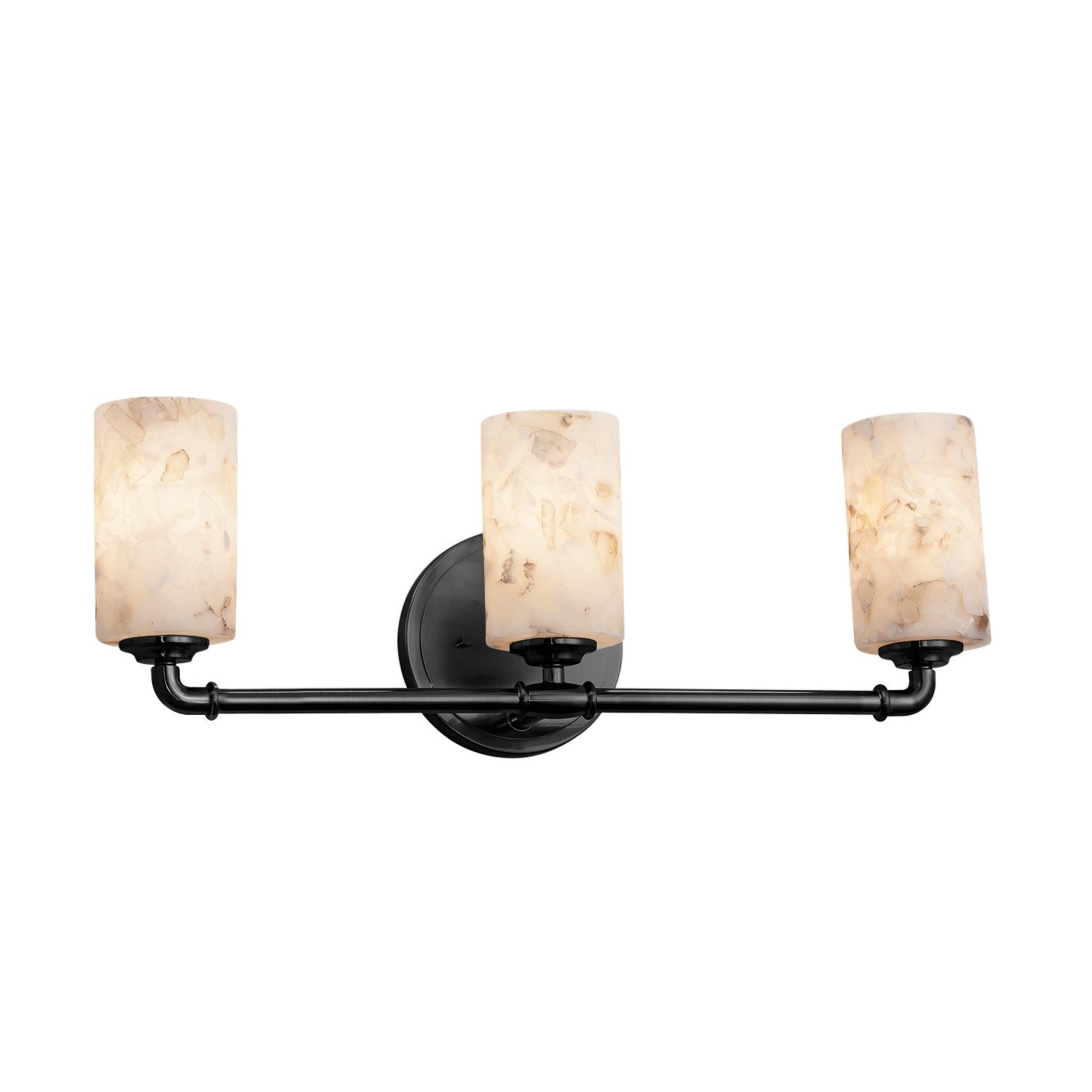 Justice Designs - ALR-8463-10-MBLK - Three Light Bath Bar - Alabaster Rocks - Matte Black