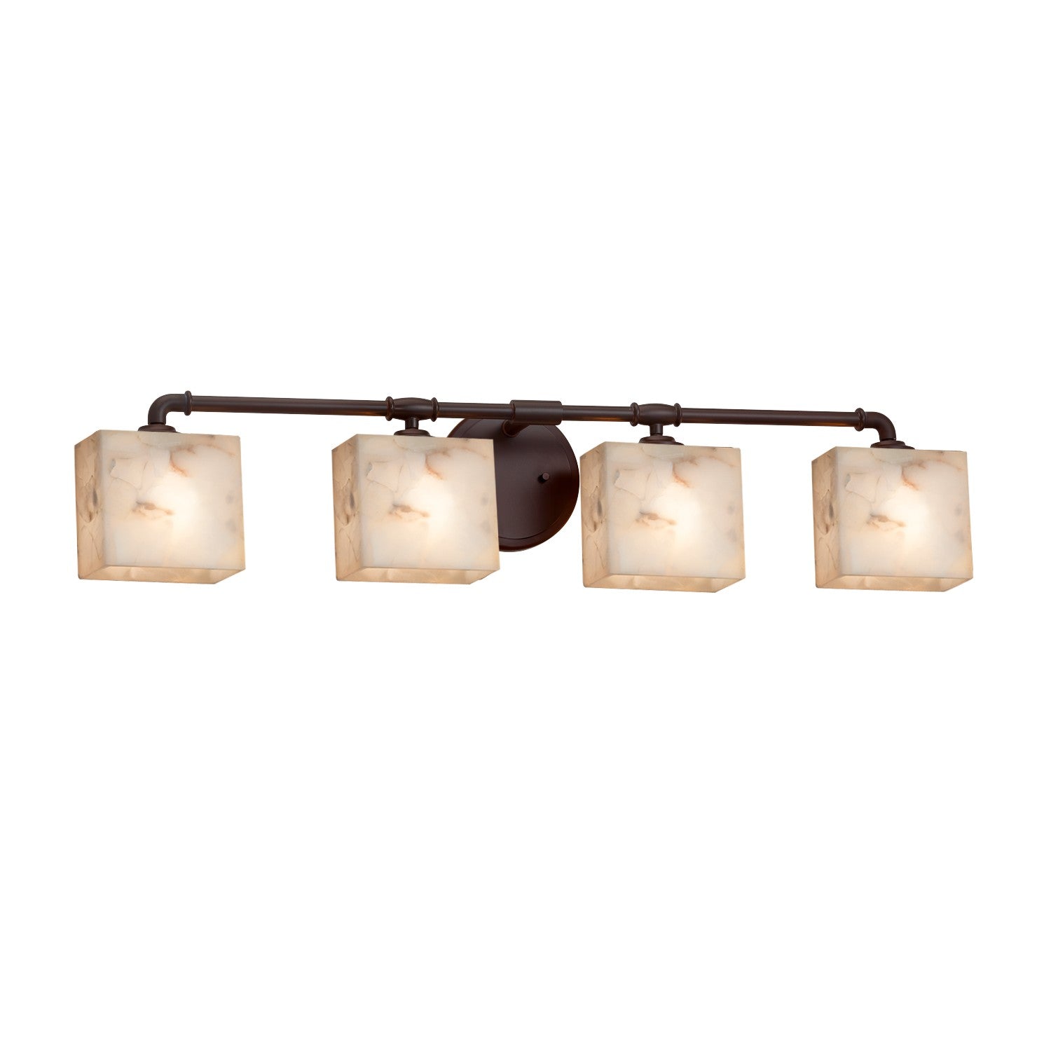 Justice Designs - ALR-8464-55-DBRZ - Four Light Bath Bar - Alabaster Rocks - Dark Bronze