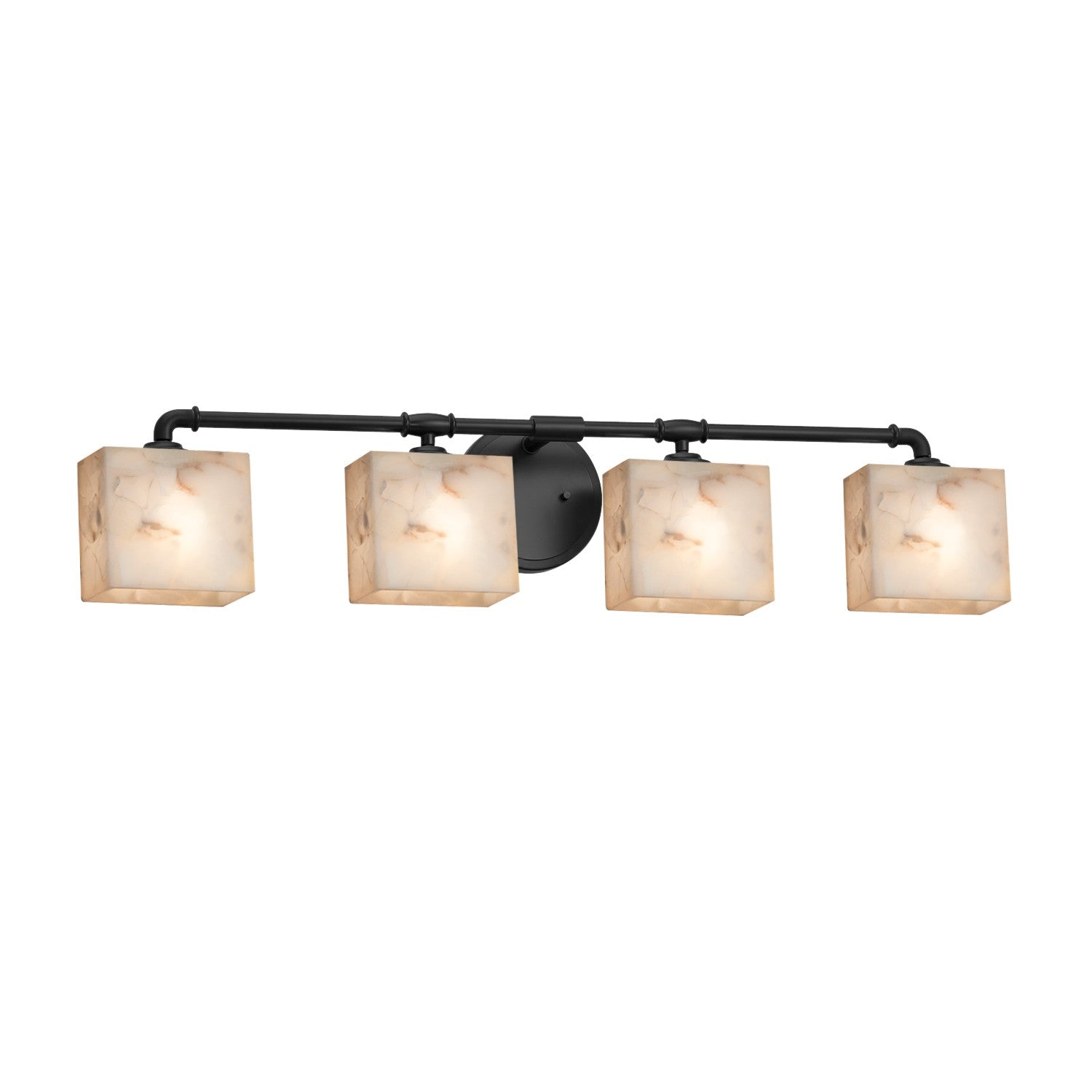 Justice Designs - ALR-8464-55-MBLK - Four Light Bath Bar - Alabaster Rocks - Matte Black