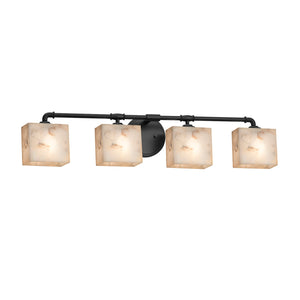 Justice Designs - ALR-8464-55-MBLK - Four Light Bath Bar - Alabaster Rocks - Matte Black