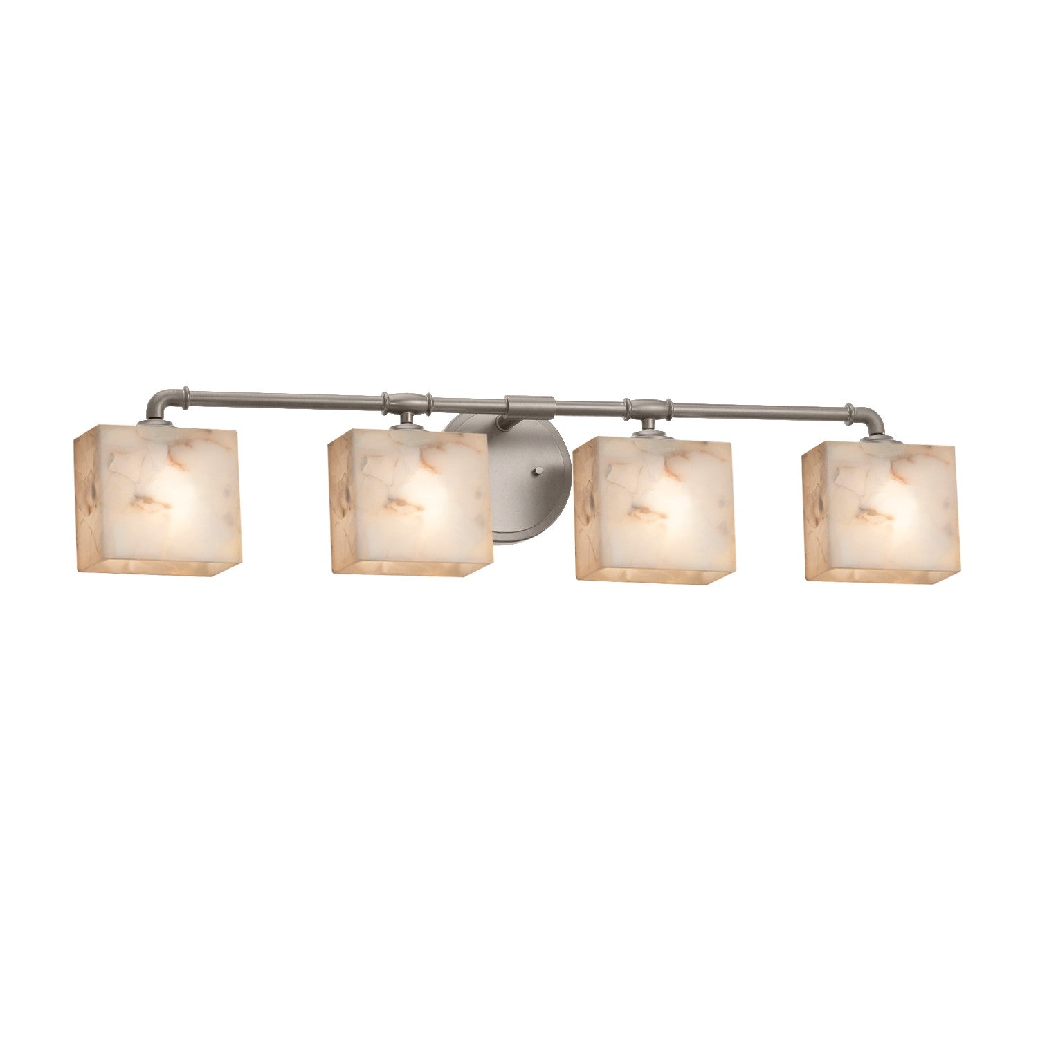 Justice Designs - ALR-8464-55-NCKL - Four Light Bath Bar - Alabaster Rocks - Brushed Nickel