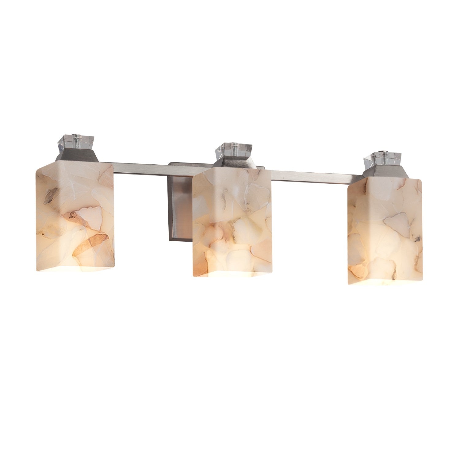 Justice Designs - ALR-8473-15-NCKL - Three Light Bath Bar - Alabaster Rocks - Brushed Nickel