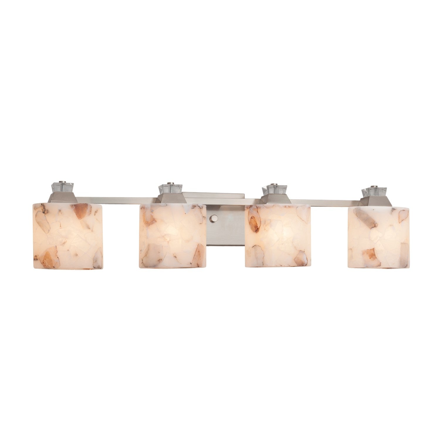 Justice Designs - ALR-8474-30-NCKL - Four Light Bath Bar - Alabaster Rocks - Brushed Nickel