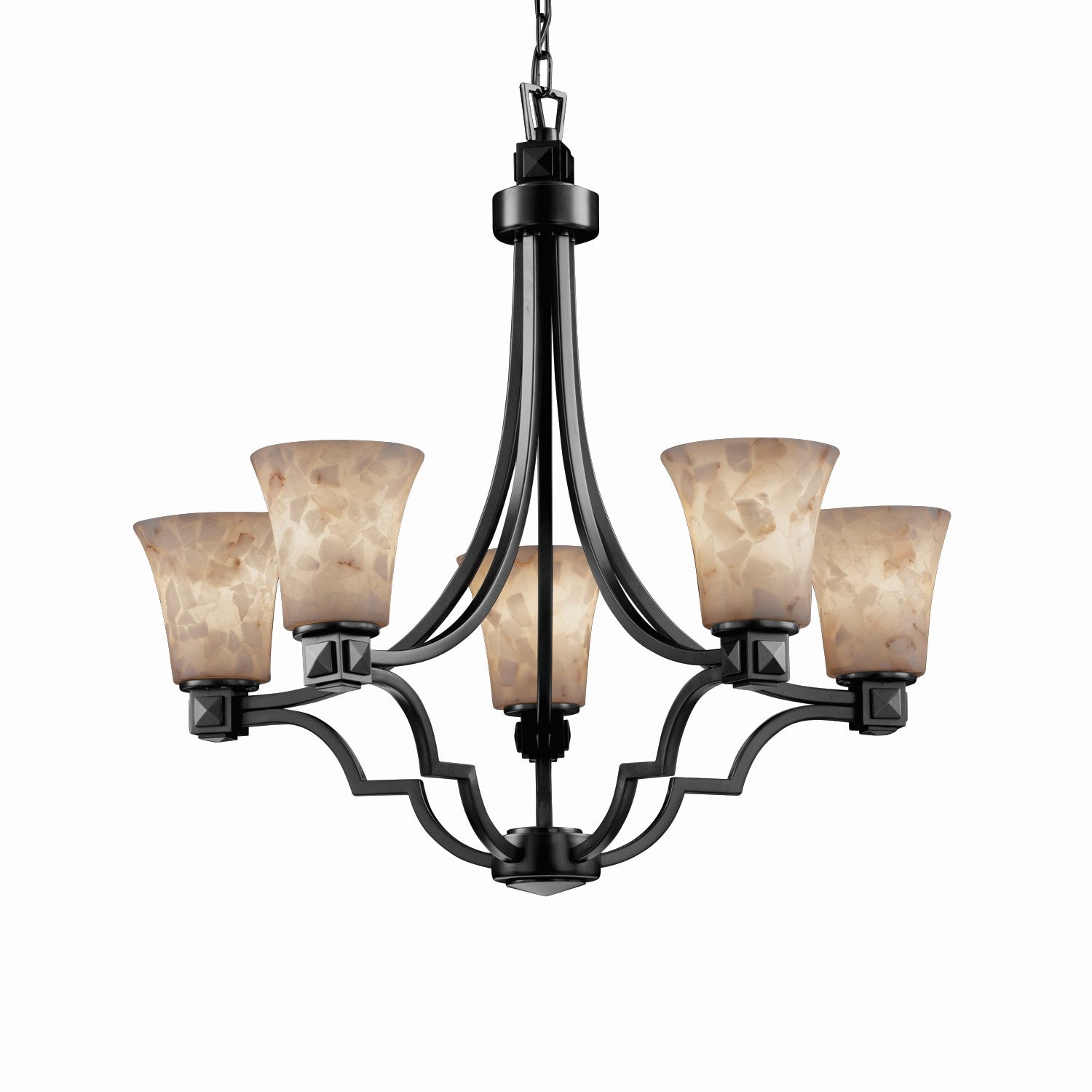 Justice Designs - ALR-8500-20-MBLK-LED5-3500 - LED Chandelier - Alabaster Rocks - Matte Black