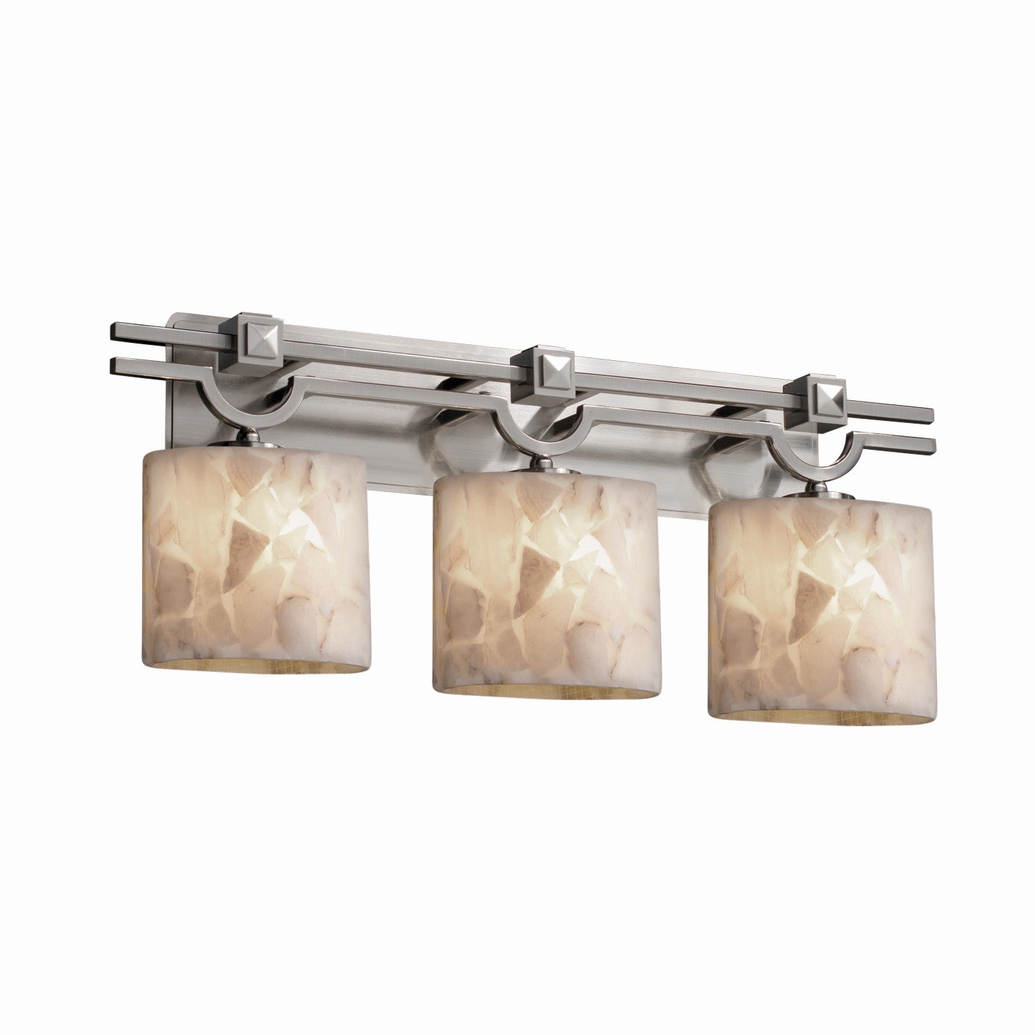 Justice Designs - ALR-8503-30-NCKL - Three Light Bath Bar - Alabaster Rocks - Brushed Nickel