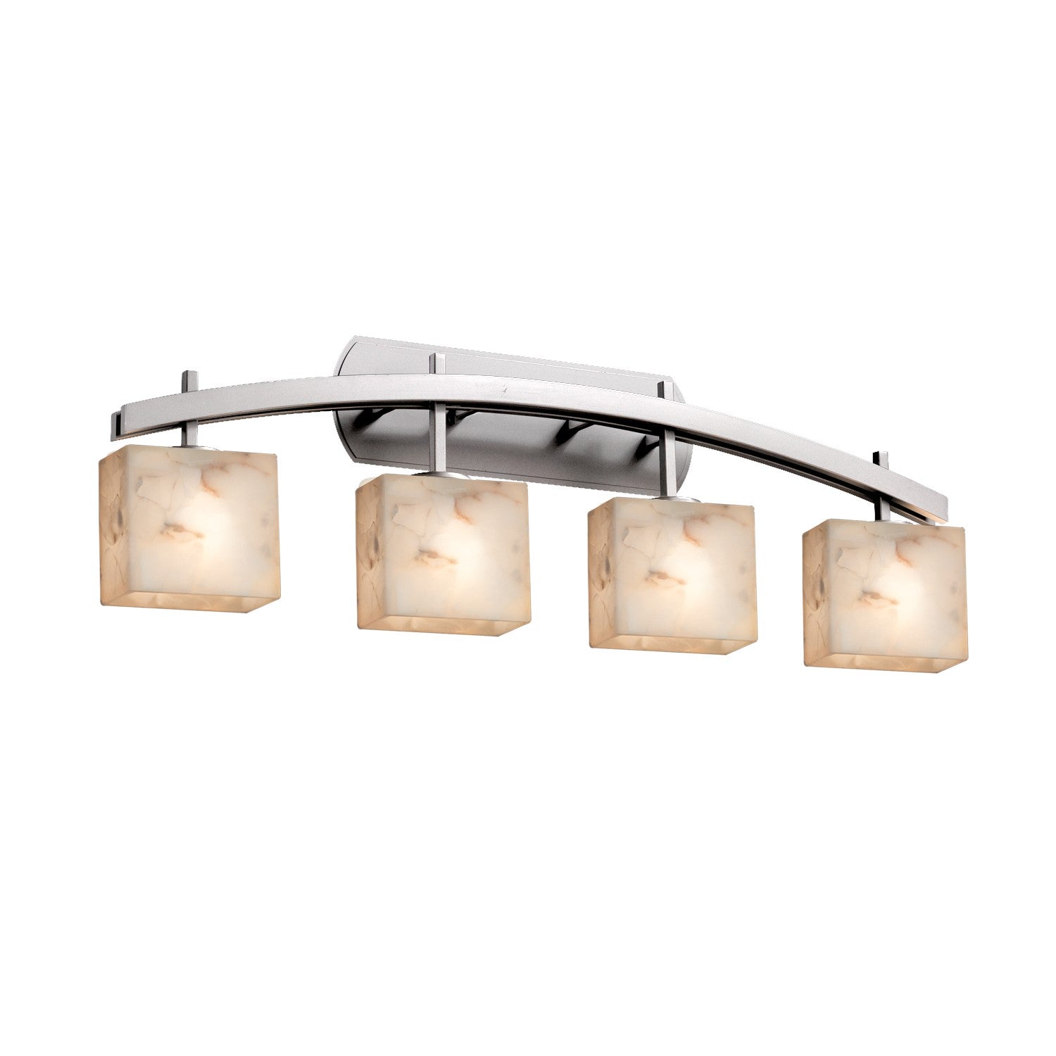 Justice Designs - ALR-8594-55-NCKL - Four Light Bath Bar - Alabaster Rocks - Brushed Nickel