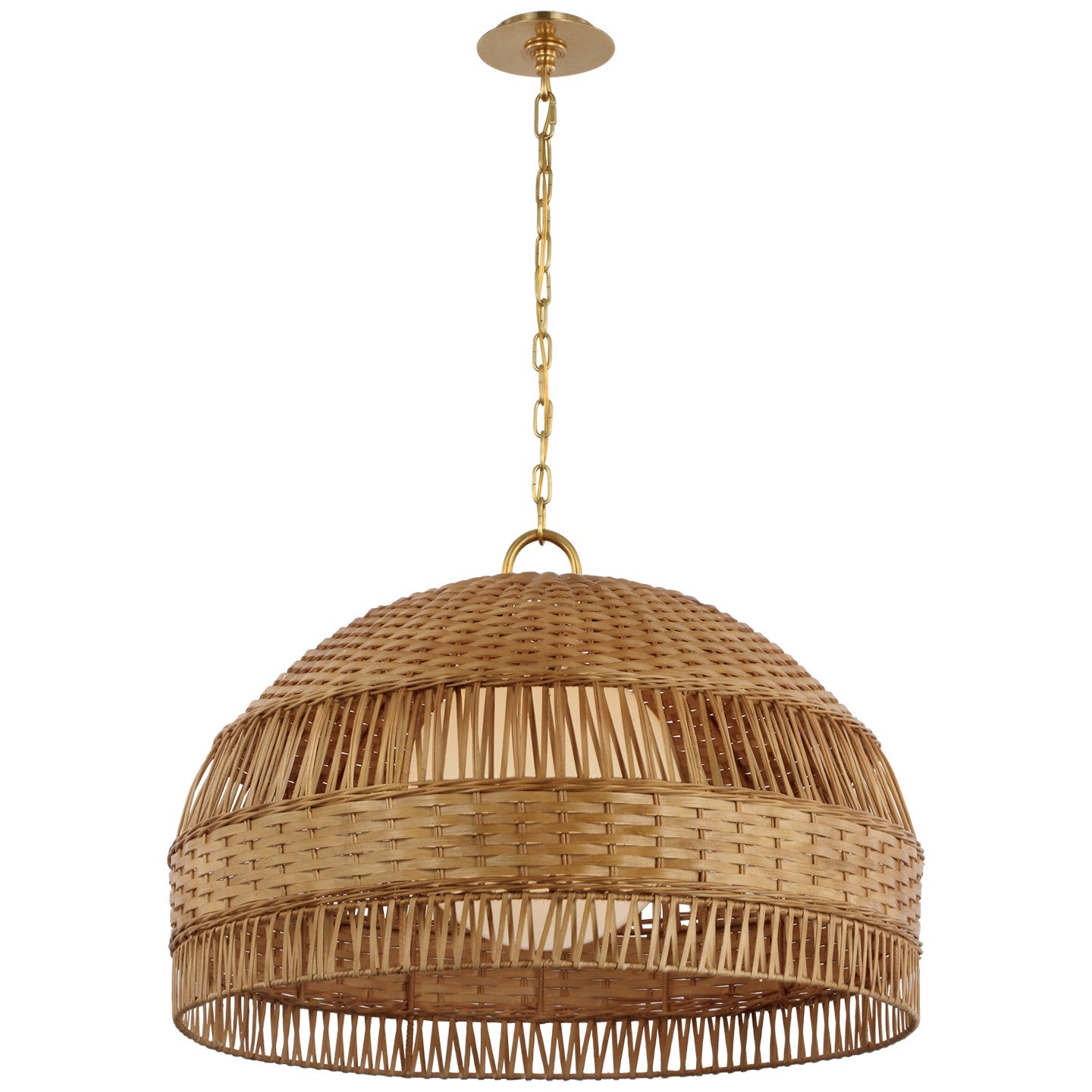 Visual Comfort Signature - MF 5052SB/NTW - LED Pendant - Whit - Soft Brass and Natural Wicker