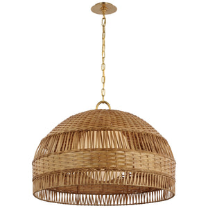 Visual Comfort Signature - MF 5052SB/NTW - LED Pendant - Whit - Soft Brass and Natural Wicker