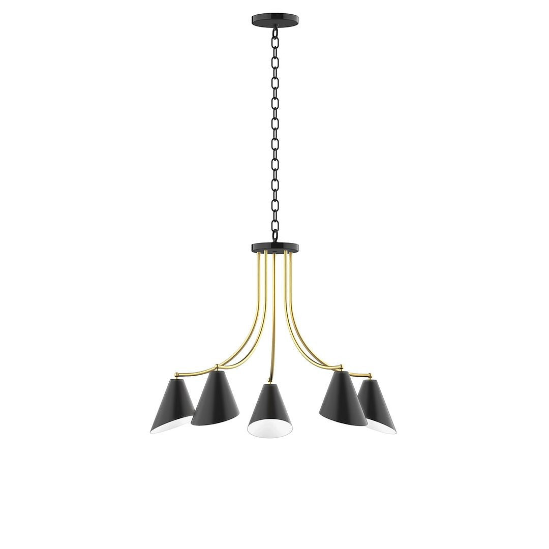 Montclair Light Works - CHN415-41-91 - Five Light Chandelier - J-Series - Black with Brushed Brass