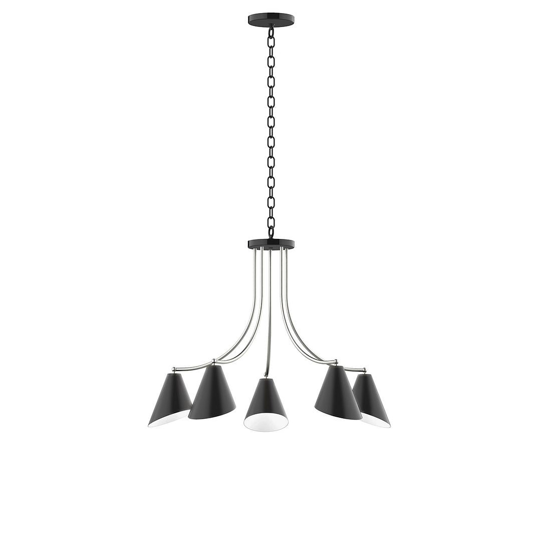 Montclair Light Works - CHN415-41-96 - Five Light Chandelier - J-Series - Black with Brushed Nickel