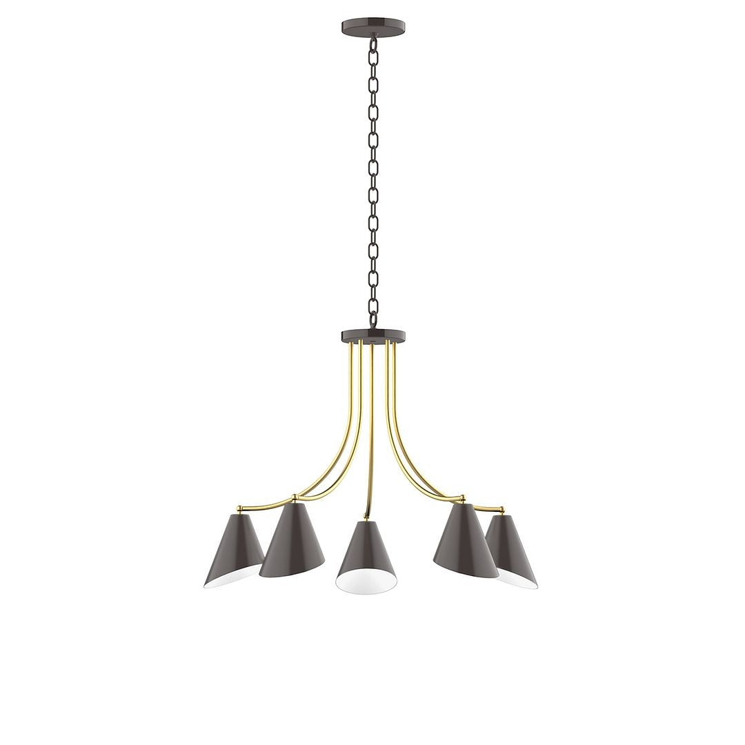 Montclair Light Works - CHN415-51-91 - Five Light Chandelier - J-Series - Architectural Bronze with Brushed Brass