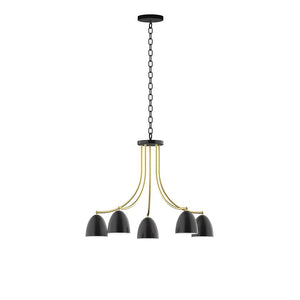 Montclair Light Works - CHN417-41-91 - Five Light Chandelier - J-Series - Black with Brushed Brass