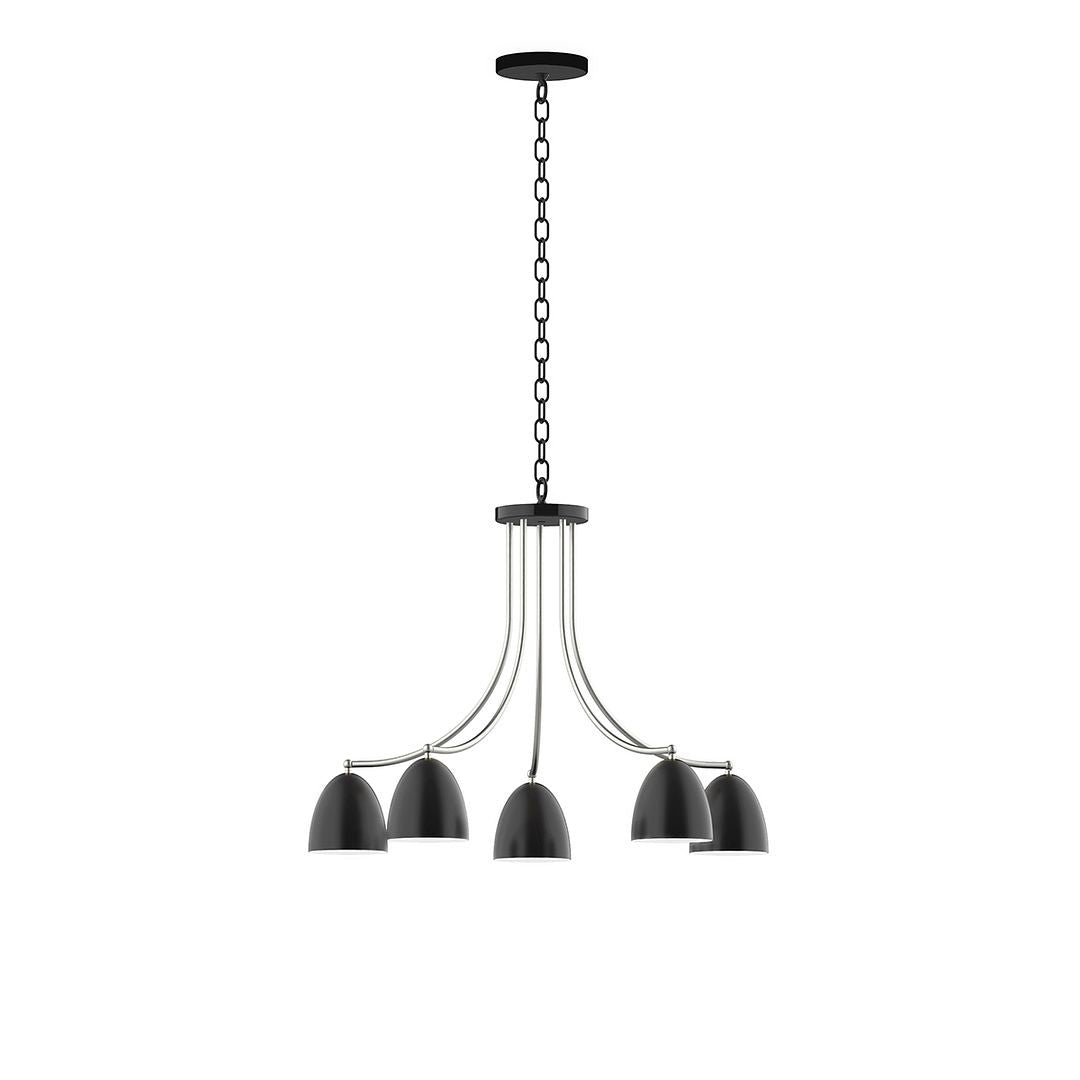 Montclair Light Works - CHN417-41-96 - Five Light Chandelier - J-Series - Black with Brushed Nickel