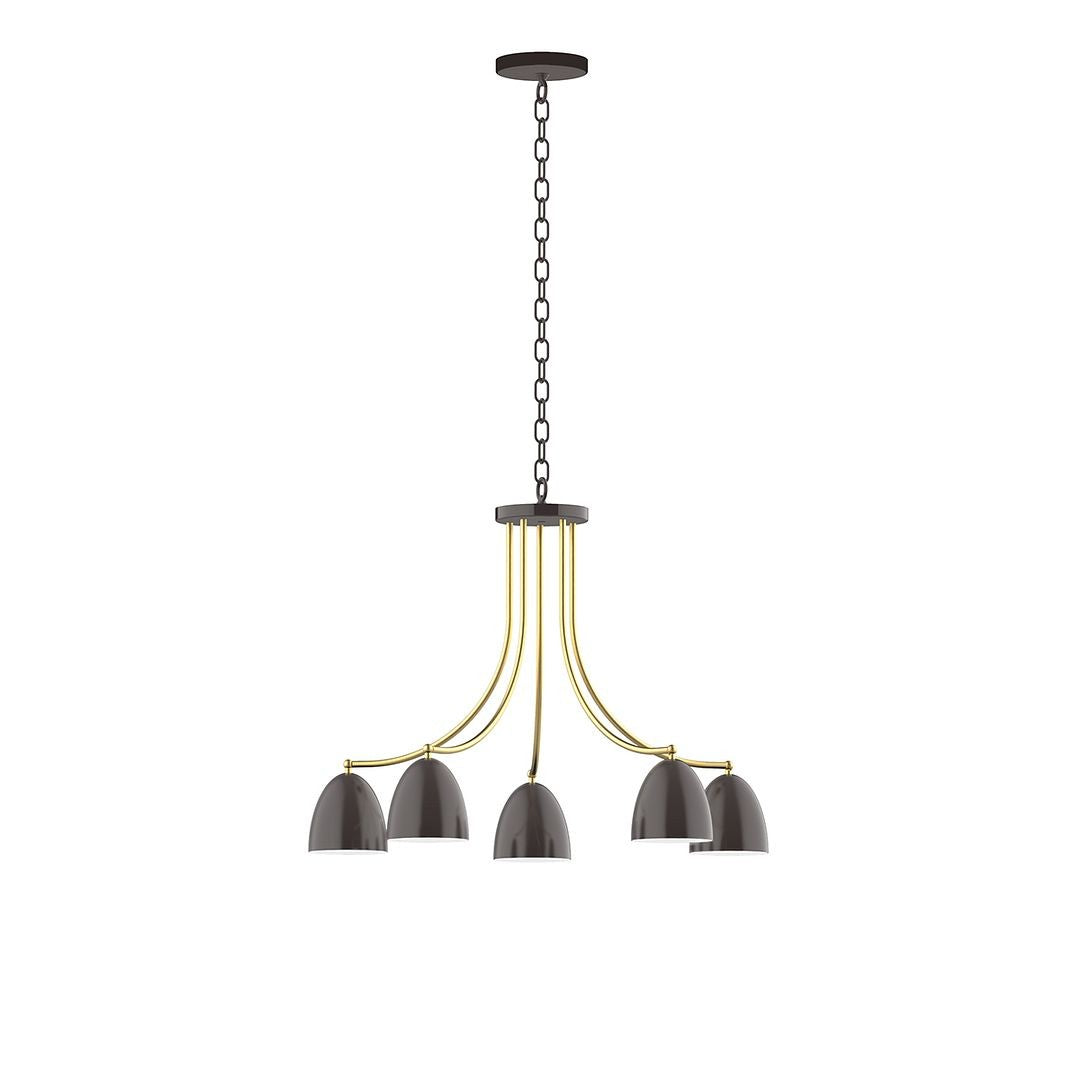 Montclair Light Works - CHN417-51-91 - Five Light Chandelier - J-Series - Architectural Bronze with Brushed Brass