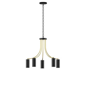 Montclair Light Works - CHN418-41-91 - Five Light Chandelier - J-Series - Black with Brushed Brass