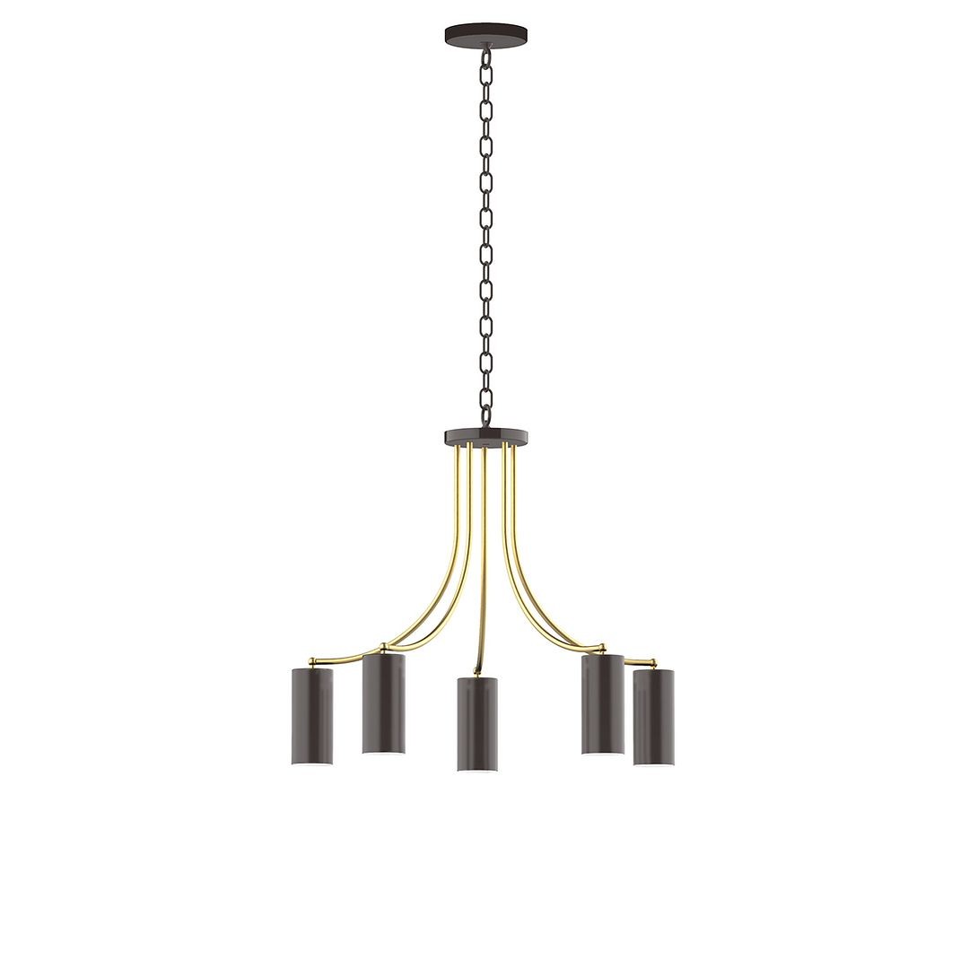 Montclair Light Works - CHN418-51-91 - Five Light Chandelier - J-Series - Architectural Bronze with Brushed Brass