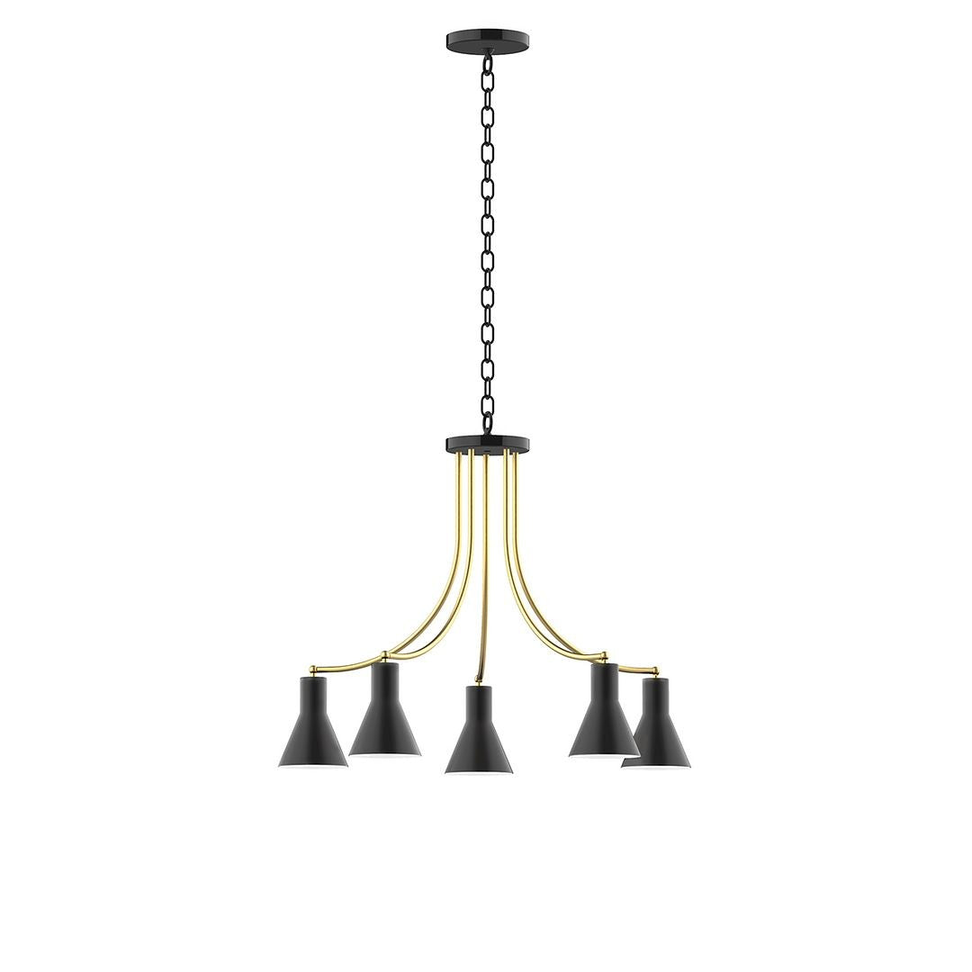 Montclair Light Works - CHN436-41-91 - Five Light Chandelier - J-Series - Black with Brushed Brass