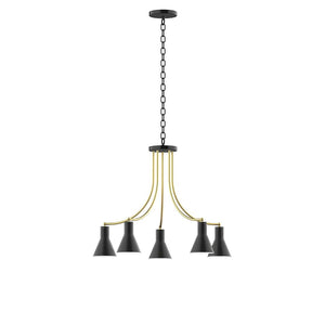 Montclair Light Works - CHN436-41-91 - Five Light Chandelier - J-Series - Black with Brushed Brass