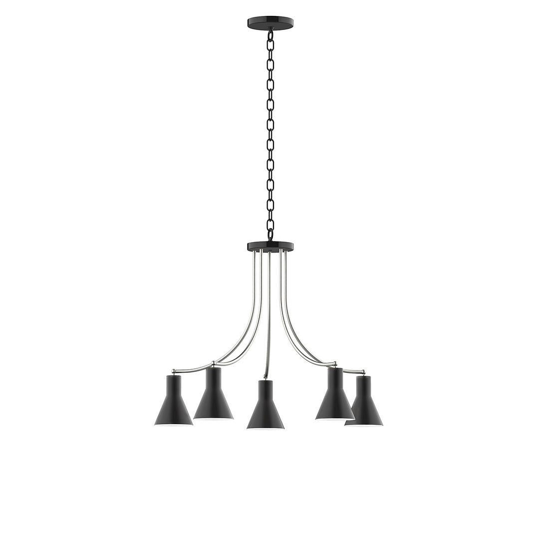 Montclair Light Works - CHN436-41-96 - Five Light Chandelier - J-Series - Black with Brushed Nickel