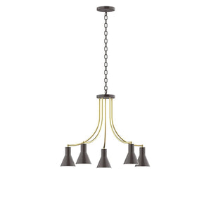 Montclair Light Works - CHN436-51-91 - Five Light Chandelier - J-Series - Architectural Bronze with Brushed Brass