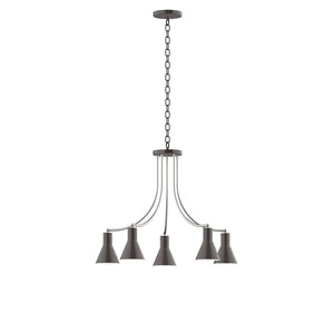 Montclair Light Works - CHN436-51-96 - Five Light Chandelier - J-Series - Architectural Bronze with Brushed Nickel