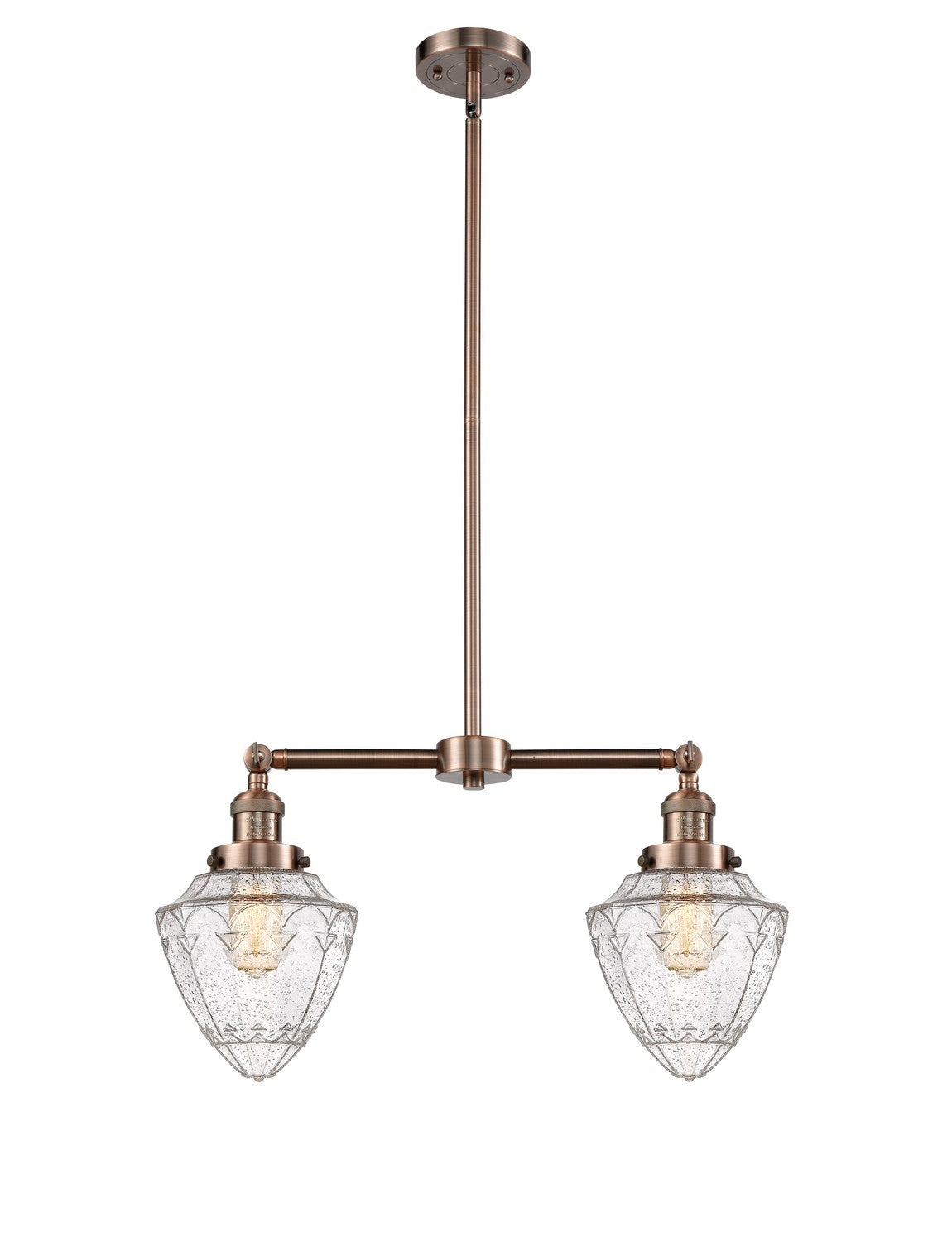 Innovations - 209-AC-G664-7 - Two Light Island Pendant - Franklin Restoration - Antique Copper