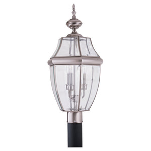 Generation Lighting. - 8239-965 - Three Light Outdoor Post Lantern - Lancaster - Antique Brushed Nickel