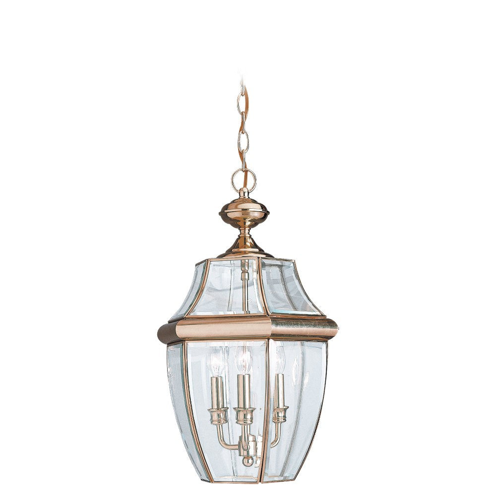 Generation Lighting. - 6039-02 - Three Light Outdoor Pendant - Lancaster - Polished Brass