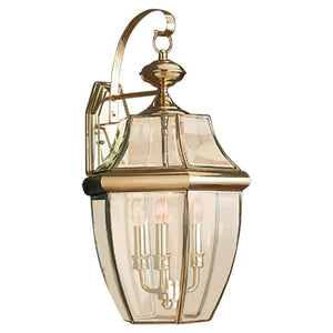 Generation Lighting. - 8040-02 - Three Light Outdoor Wall Lantern - Lancaster - Polished Brass