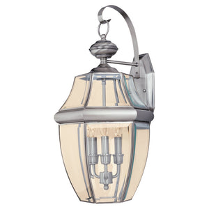 Generation Lighting. - 8040-965 - Three Light Outdoor Wall Lantern - Lancaster - Antique Brushed Nickel