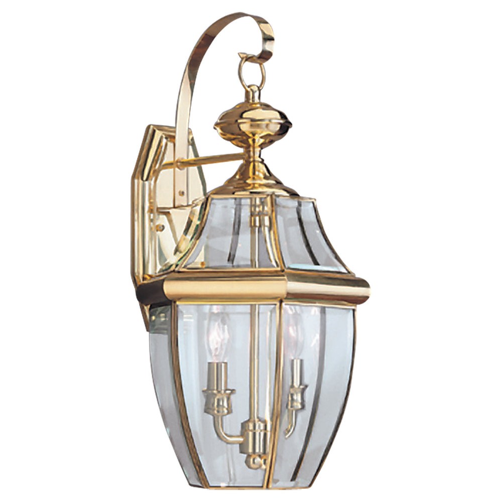 Generation Lighting. - 8039-02 - Two Light Outdoor Wall Lantern - Lancaster - Polished Brass